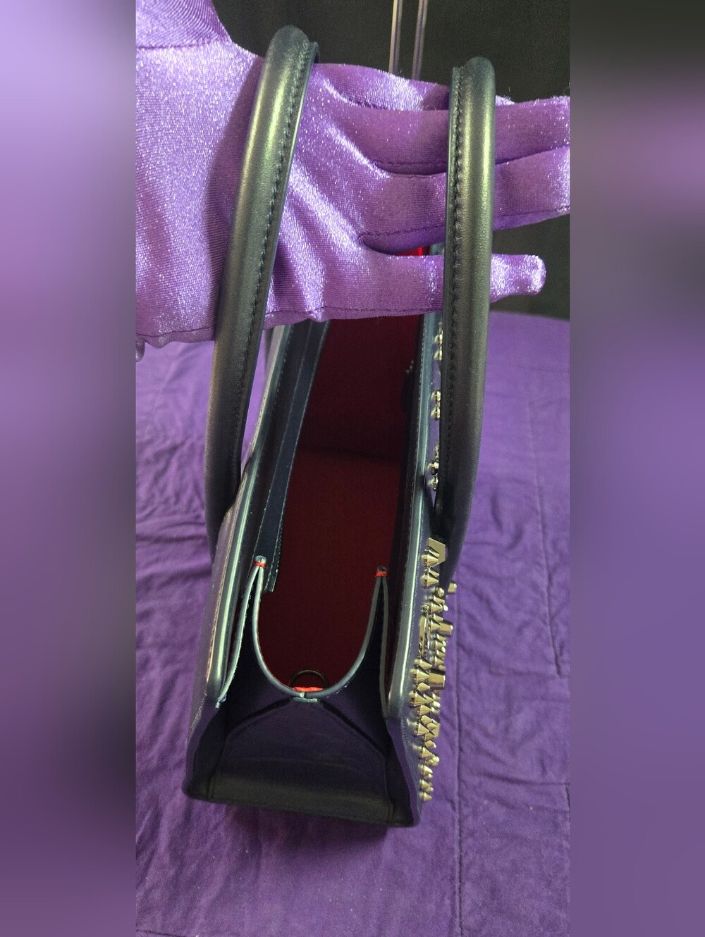 NWOT Rare Christian Louboutin Paloma Iridescent Blue Medium Perle Leather Tote - Picture 8 of 16